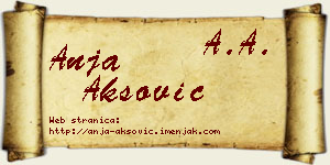 Anja Aksović vizit kartica